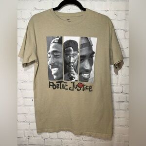 Philcos Poetic Justice Tupac graphic size medium tan short sleeve t-shirt